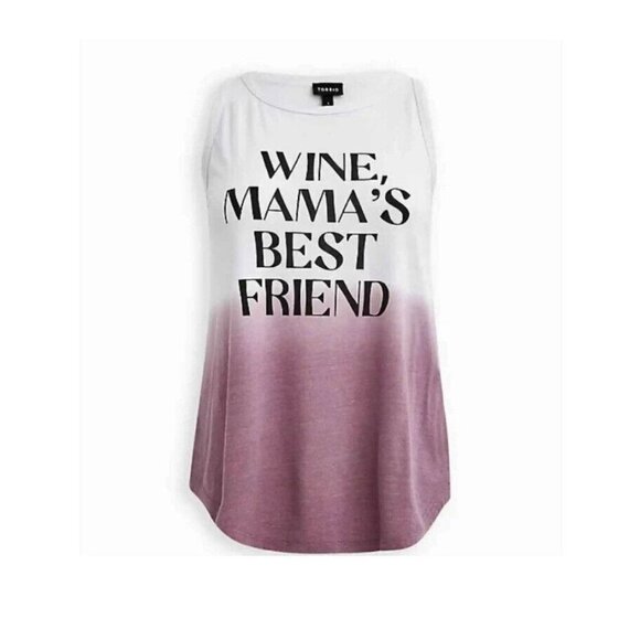 Torrid Classic Fit Graphic Print Wine Friend Tank Top Dip Dye Mauve Sz 4X 4 NWT - Picture 9 of 9